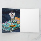 Carte Chien maltais camion Halloween Nuit effrayante (Intérieur)