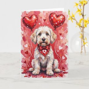 Carte Chien maltais de la Saint-Valentin avec des cœurs