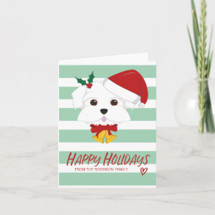Carte Chien maltais Joyeux Fêtes Noël Salutation