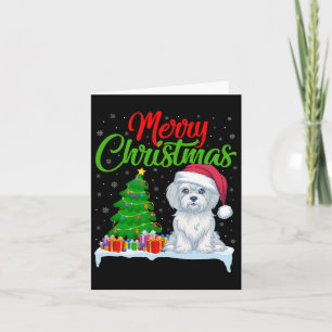 Carte Chien maltais Noël Arbre Lumière Noël Chien maltai