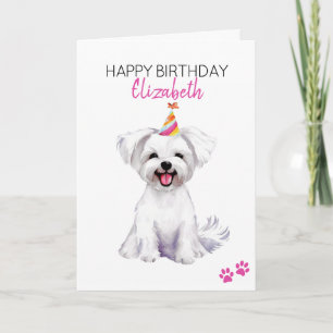 Carte Chien maltais Personnalisé Joyeux Anniversaire