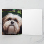 Carte Chien Malti Tzu en tenue de la Saint-Patrick (Intérieur)