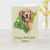 Carte Chien mignon au milieu des fleurs Golden Retriever (Fleur jaune)