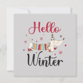 Carte Chien mignon Bonjour hiver (Devant)