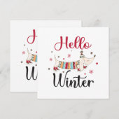 Carte Chien mignon Bonjour hiver (Devant / Derrière)