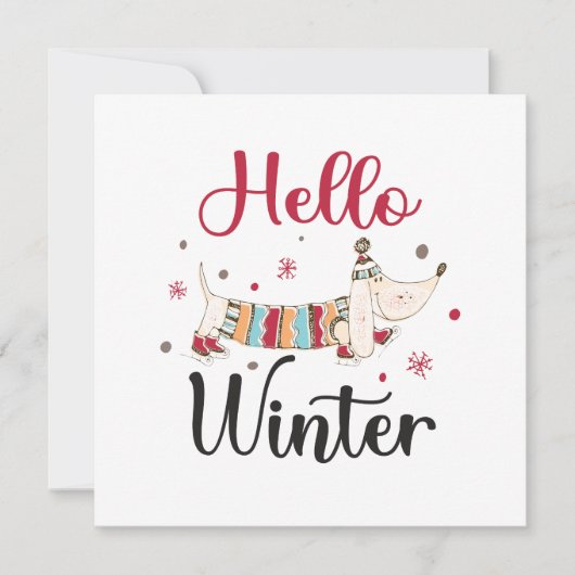 Carte Chien mignon Bonjour hiver (Devant)