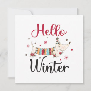 Carte Chien mignon Bonjour hiver