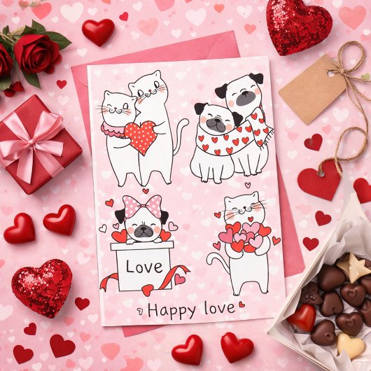 Carte Chien mignon et chat