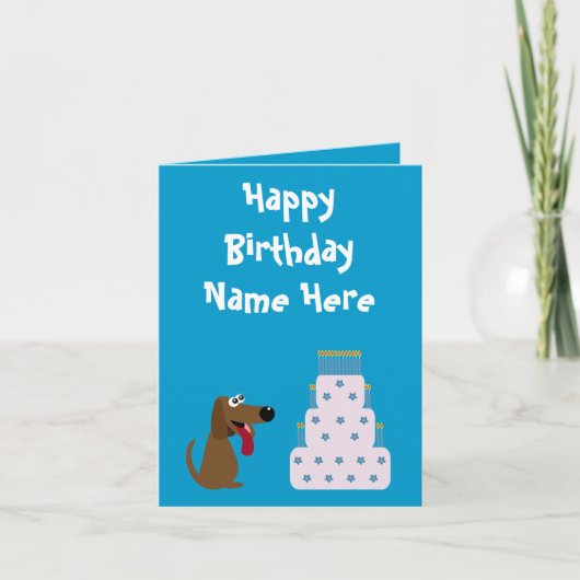 Carte Chien mignon et gâteau Anniversaire Animal Charité (Devant)