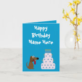 Carte Chien mignon et gâteau Anniversaire Animal Charité (Fleur jaune)