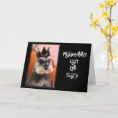 Carte Chien mignon heureux de Schnauzer de Halloween (Fleur jaune)