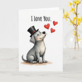 Carte Chien Mignon Je T'Aime (Fleur jaune)