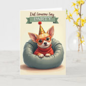 Carte Chien Mignon Rayé (Fleur jaune)