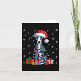 Carte Chien moche Noël éclaire Père Noël italien Greyhou