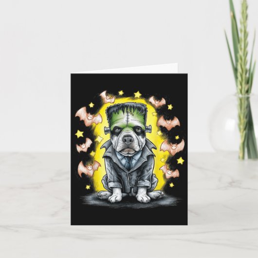 Carte Chien Monstre de Frankenstein Effrayant - Hallowee (Devant)