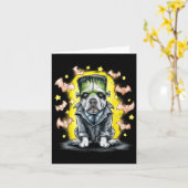 Carte Chien Monstre de Frankenstein Effrayant - Hallowee (Fleur jaune)