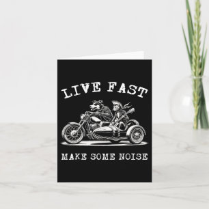 Carte Chien Monte Moto Et Chat Jouer Guitare Punk