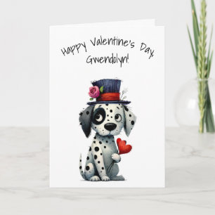 Carte Chien noir et blanc charmant Joyuse Saint-Valentin