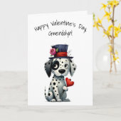 Carte Chien noir et blanc charmant Joyuse Saint-Valentin (Fleur jaune)