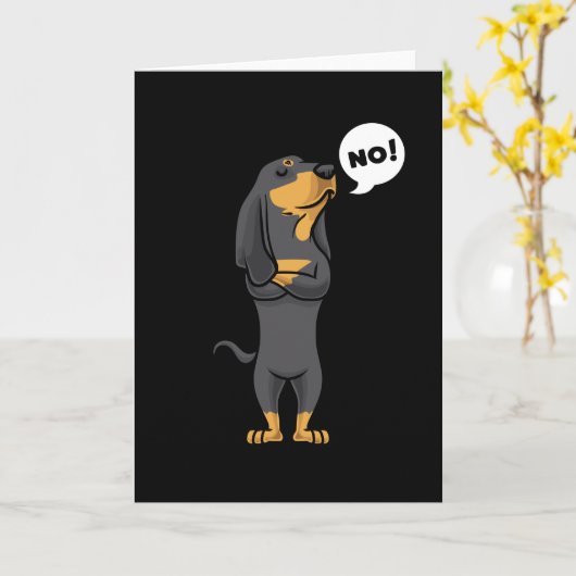 Carte Chien noir têtu et Tan Coonhound (Fleur jaune)