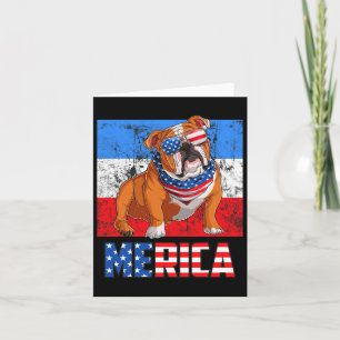 Carte Chien Patriotique États-Unis 4 Juillet Drapeau Amé