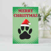 Carte Chien Pawprint Santas Casquette (Debout devant)