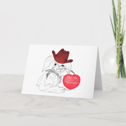 Carte Chien Pékinois Saint-Valentin (Devant)