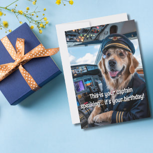 Carte Chien Pilote et avion Photo Funny Aviation Anniver