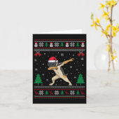 Carte Chien Pointer allemand Dabbing Chapeau de Père Noë (Fleur jaune)