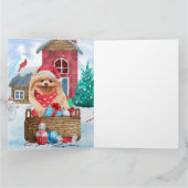 Carte Chien Poméranie Dans Maison De Noël Enneigée (Intérieur)