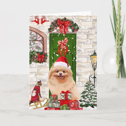 Carte Chien Poméranie Noël (Devant)