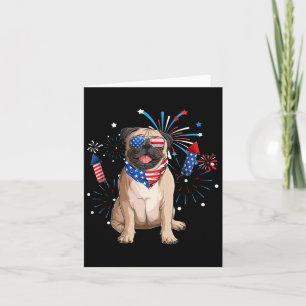 Carte Chien Pug Drapeau Américain Usa 4 Juillet Hommes F