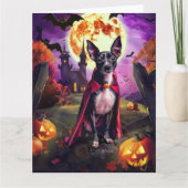 Carte Chien Rat Terrier Vampire Citrouilles Halloween Ép (Devant)