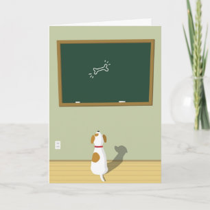 Carte Chien regardant l'os en tirant sur le tableau de b
