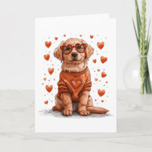 Carte Chien Retriever doré de la Saint-Valentin