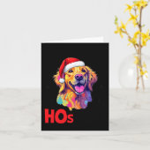Carte Chien Retriever doré de Noël Il y a des Hos dans c (Fleur jaune)