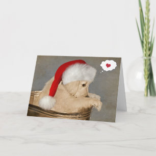 Carte Chien Retriever doré de Noël Pensant à Vous