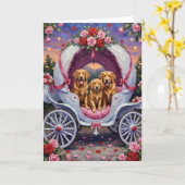 Carte Chien Retriever doré Saint-Valentin  (Fleur jaune)