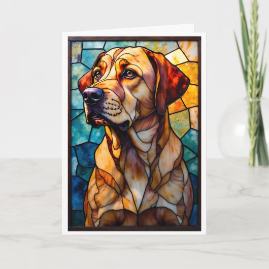 Carte Chien Retriever du Labrador de style vitrail (Devant)