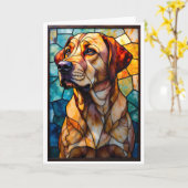 Carte Chien Retriever du Labrador de style vitrail (Fleur jaune)