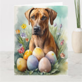Carte Chien Rhodesian Ridgeback avec oeufs de Pâques vac (Devant)