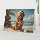 Carte Chien Rhodesian Ridgeback Noël Vintage Plage (Devant)