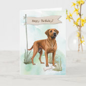 Carte Chien Rhodesian Ridgeback se reproduit sous le sig (Fleur jaune)