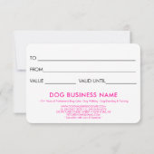Carte Chien rose Grooming Animaux de compagnie Embarquem (Dos)