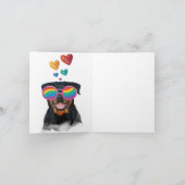 Carte Chien Rottweiler avec coeurs Saint-Valentin (Intérieur)
