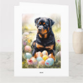 Carte Chien Rottweiler avec Oeufs de Pâques Fête (Dos)