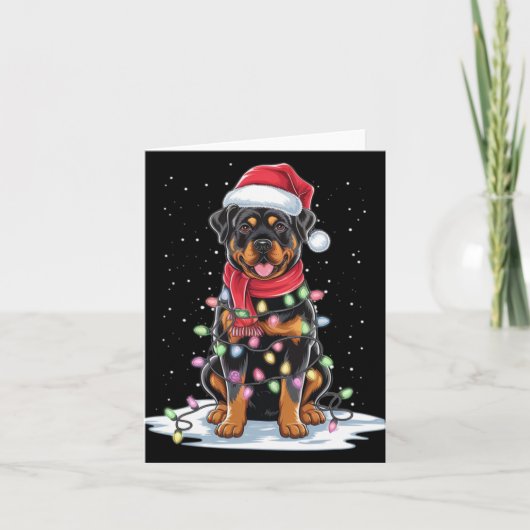 Carte Chien Rottweiler Chapeau de Père Noël Arbre de Noë (Devant)