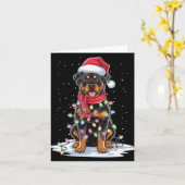 Carte Chien Rottweiler Chapeau de Père Noël Arbre de Noë (Fleur jaune)