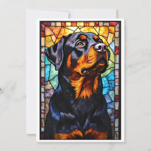 Carte Chien Rottweiler de style vitrail (Devant)