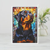 Carte Chien Rottweiler de style vitrail (Debout devant)